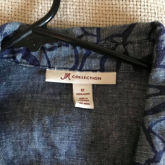 JM Collection Linen Shirt w/ Abstract Rose Pattern - Picture 3 of 3